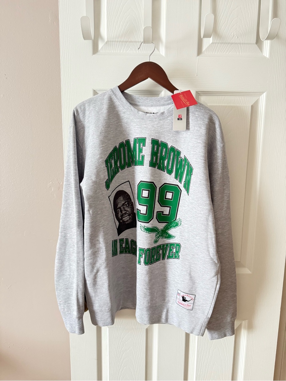 NWT Mitchell & Ness Jerome Brown Crewneck Sweatshirt Men’s Large Grey
